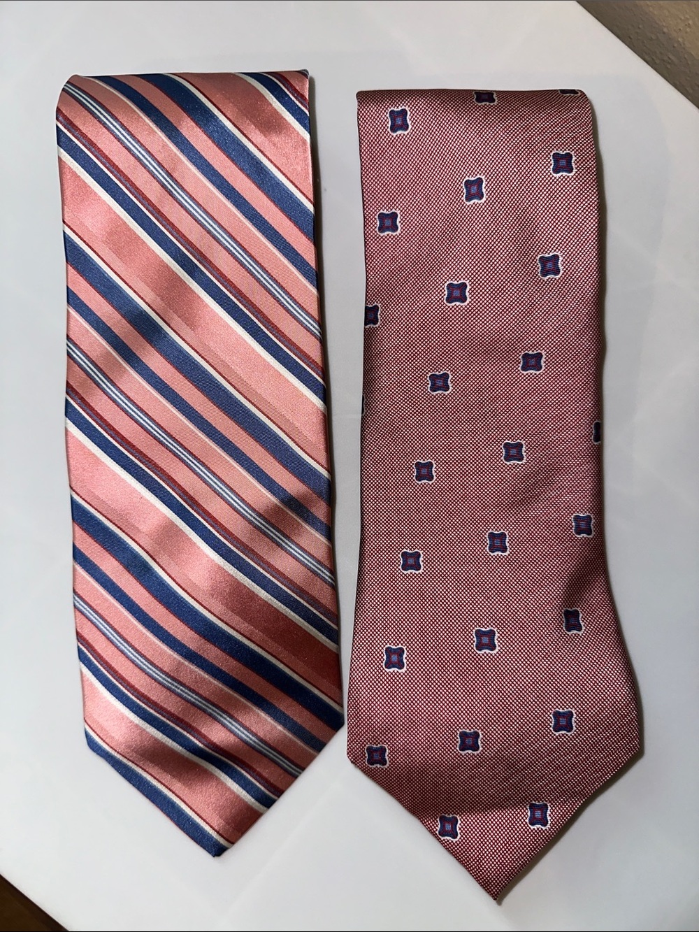 Tommy Hilfiger Pink and Blue Men's Silk Tie Duo